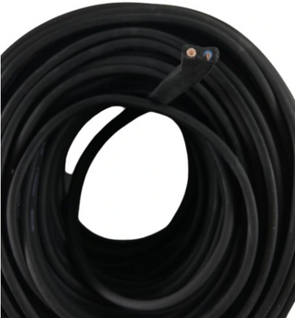 Cable plano para guirnalda - negro H05RR-F, sección 2x1,5mm en funda de goma 37/18