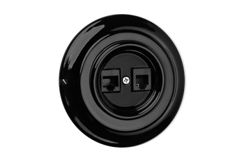Toma empotrada ANTICA RJ 45 + RJ 11 Cerámica, TT-04/RJ45 negro