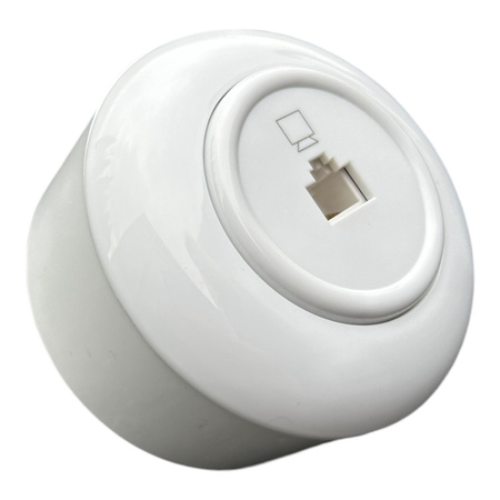 Toma de ordenador empotrada RJ45 con marco blanco brillante SURFACED