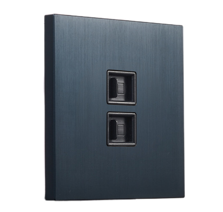 Toma 2 X RJ45 cuadrada metal azul marino elegante Togglica
