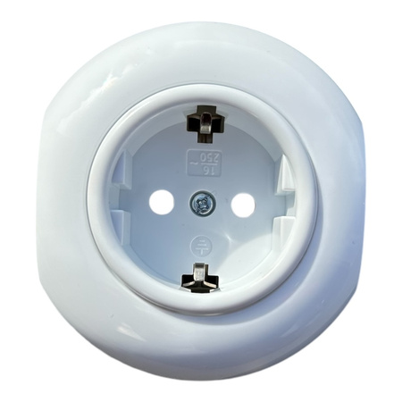 Toma Schuko con marco blanco LOFT vintage PRL, SURFACE CENTRAL