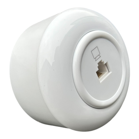 Toma de ordenador empotrada RJ45 con marco blanco brillante SURFACED