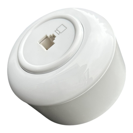 Toma de ordenador empotrada RJ45 con marco blanco brillante SURFACED