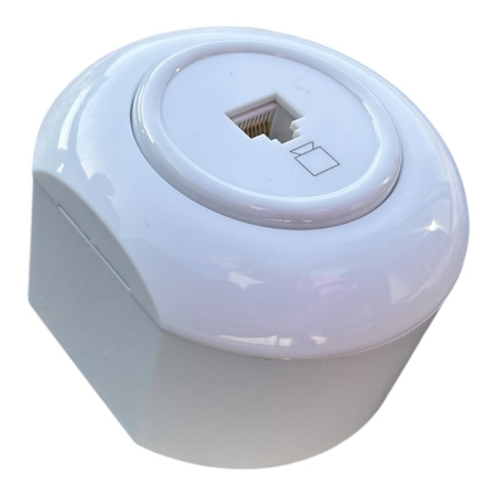 Enchufe empotrado RJ45 para ordenador con marco blanco brillante LADO ENCHUFE