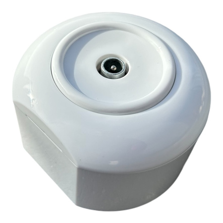 Toma de antena con marco retro blanco brillante, ENCHUFE SUPERFICIAL