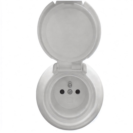 Loftica Toma de corriente francesa con toma de tierra IP44 plástico blanco