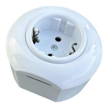 Enchufe Schuko con marco blanco LOFT vintage PRL, LADO ENCHUFE