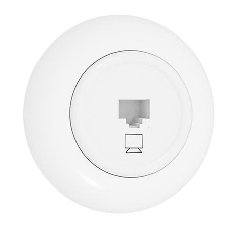 Toma de ordenador empotrada RJ45 con marco blanco brillante