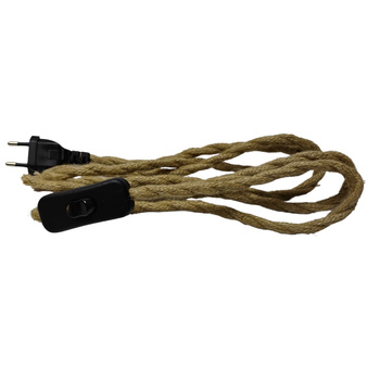 Cable trenzado de yute NATURA con enchufe e interruptor de 200 cm