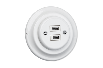 Toma USB Antica blanca empotrada K1-2USBAXw