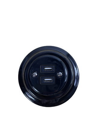 Toma USB Antica empotrada negra K1-2USBAXb