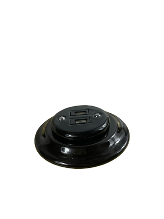 Toma USB Antica empotrada negra K1-2USBAXb